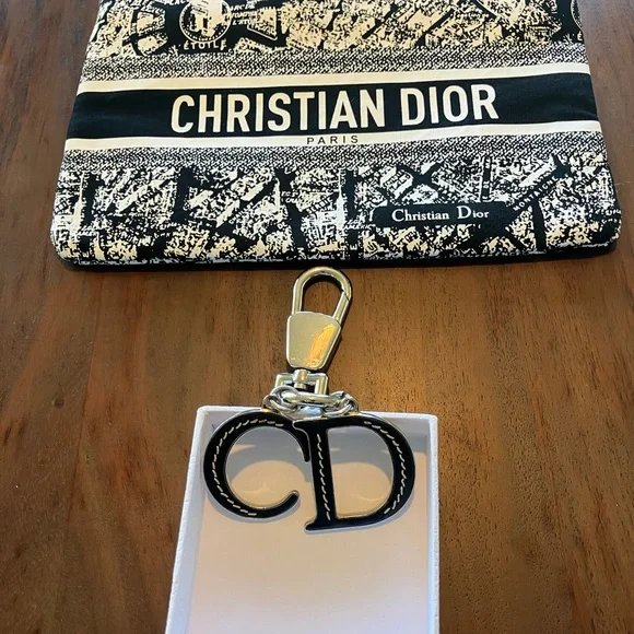 Dior Black Key chain or purse charm with cosmetic bag - Picture 2 of 5